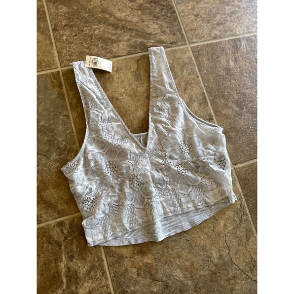 Aerie Lace Waffle Longline Bralette Medium Heather Gray Size Medium - Picture 8 of 11